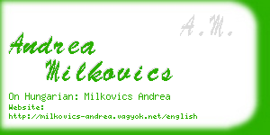 andrea milkovics business card